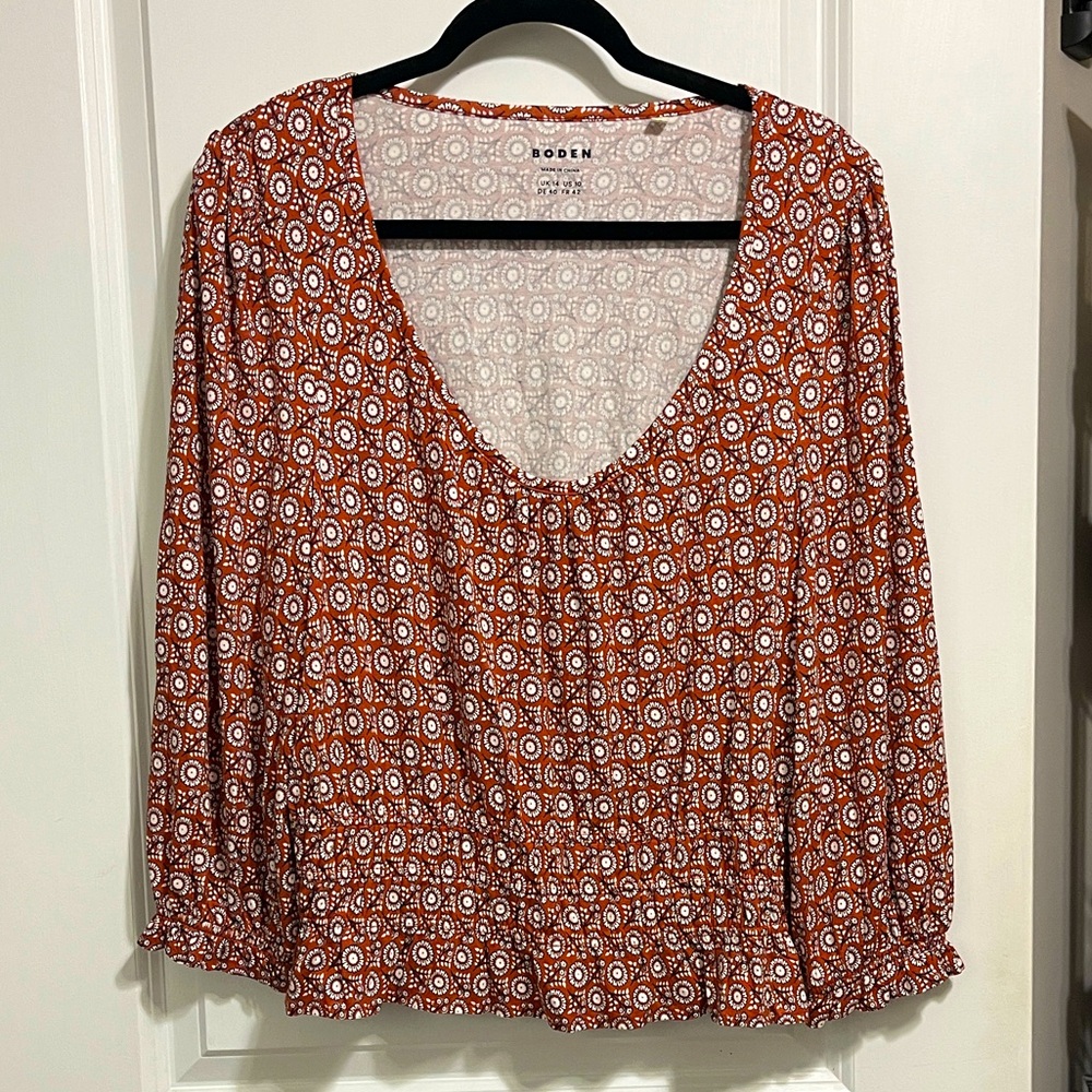 Boden Geometric Patterned Blouse Sz 10